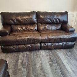 Genuine Leather Reclining Sofa & Loveseat