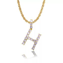 18K Gold Pl Stainless Steel Letter CZ