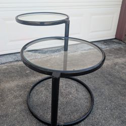 Vintage 80s Black Glass Table