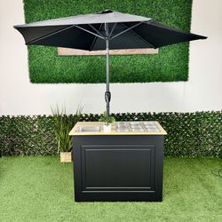 4ft Foldable Black Table Charcuterie Table Catering Table Portable Snack Bar Fruit Bar New Made To Order Trays & Umbrella