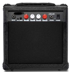 Electric Guitar Amp 20 Watt Amplifier Built in Speaker Headphone Jack and Aux Input Includes Gain Bass Treble Volume and Grind - Black