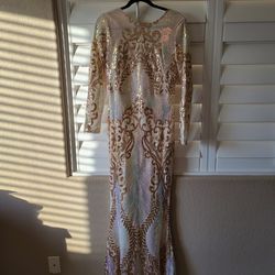 Xl Mermaid And Gold Sequence Biege Dress