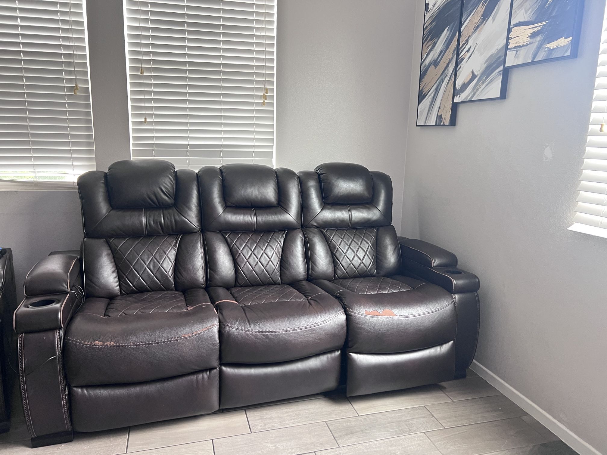 Reclining Sofa Set with USB & Cup Holders – 3pc