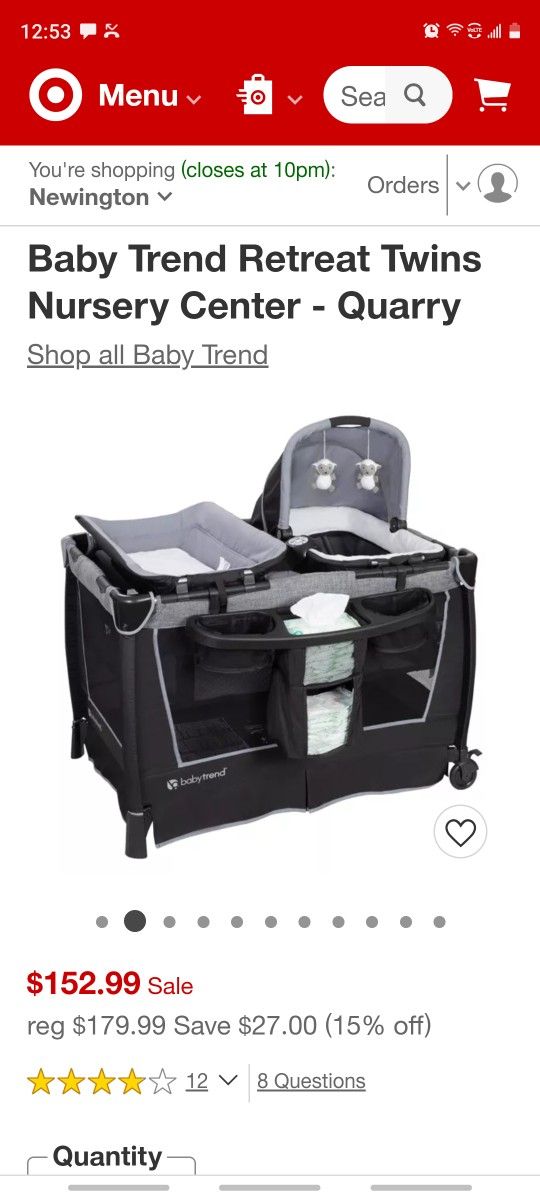 Baby Trend Retreat Twins Nursery Center - Quarry