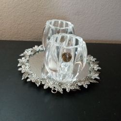 GORGEOUS Pair of 4" RCR Crystal Candle Holders Made in Italy

