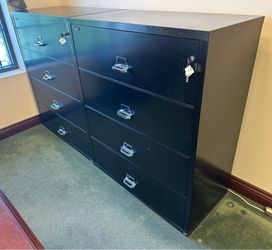 FireKing Classic 4-Drawer Lateral File Cabinet, 52.75" x 44.5", Letter/Legal, Fire Resistant, Black (4-4422-CBL)