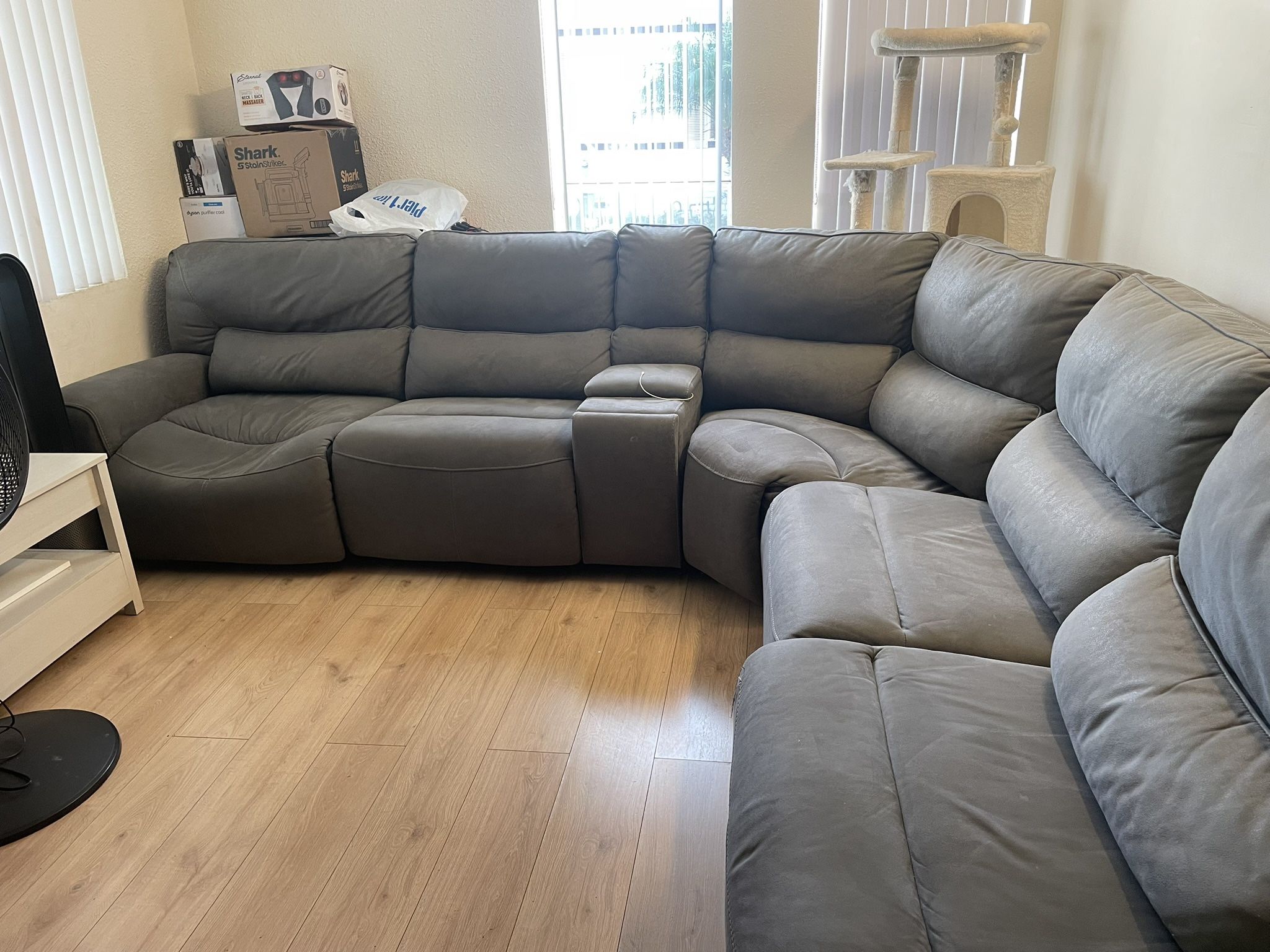Costco 6 piece Grey Fabric Power Reclining Sectional With Power Headrests