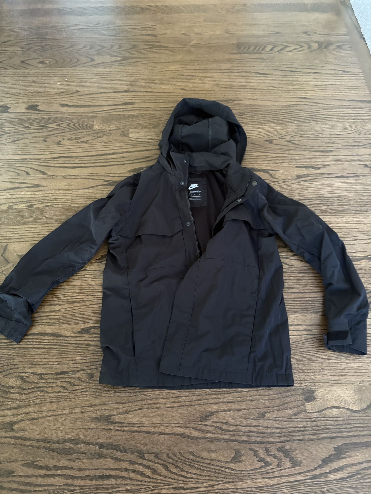 Nike Black Hooded Raincoat, Kids X-large 