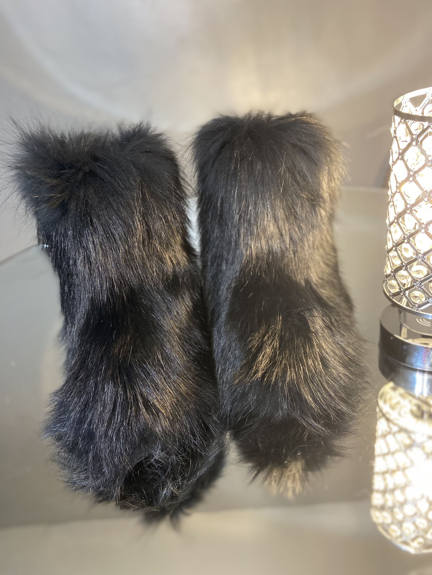 Black Genuine Fur Boots Size 10