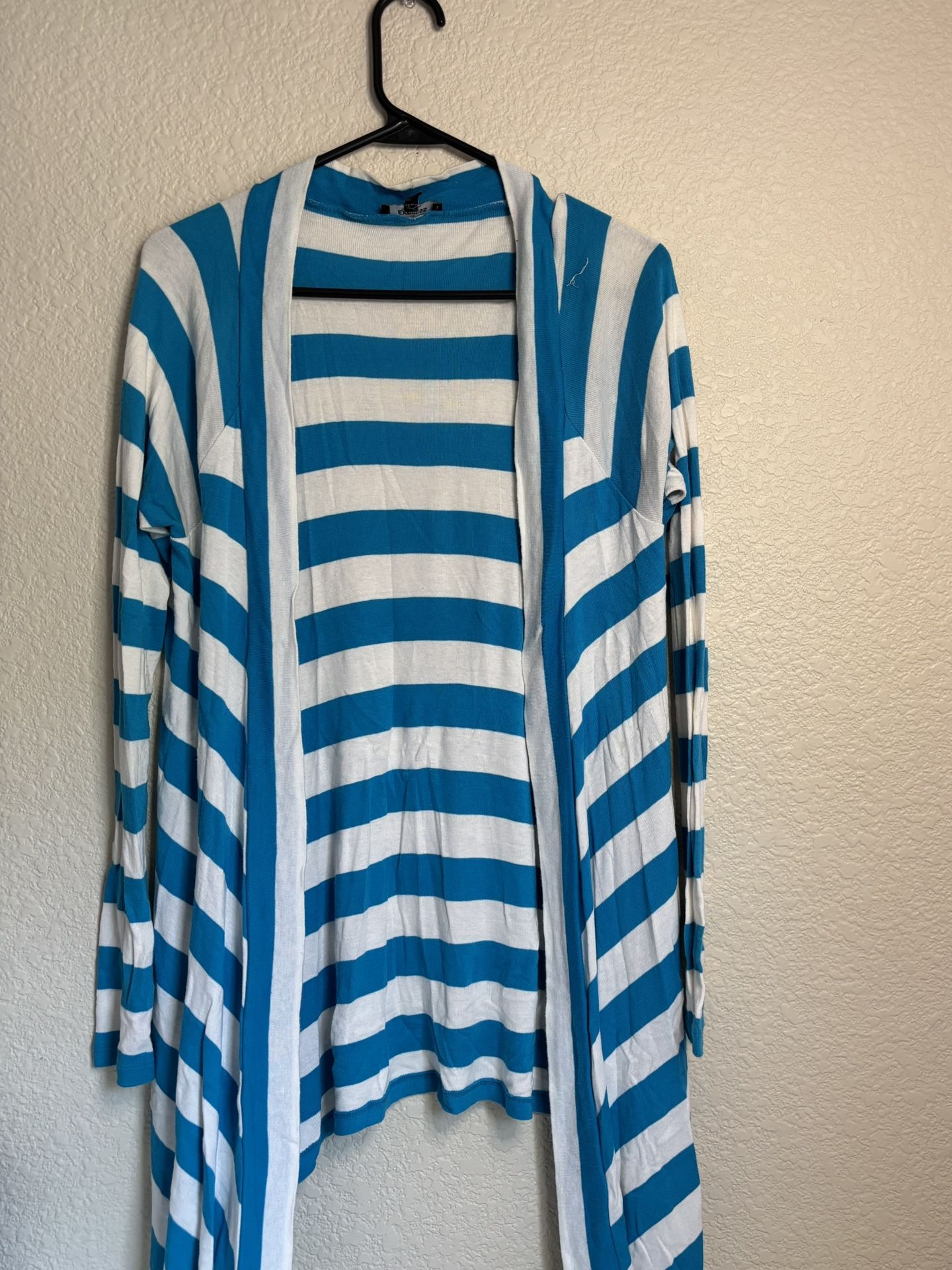 Express Blue And White Cardigan Small