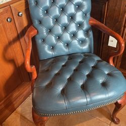 Blue Leather Desk Chair - Executive