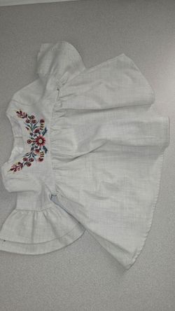Tommy Bahama Baby Girl Embroidered Dress Cream Ivory 3-6M Floral Cotton