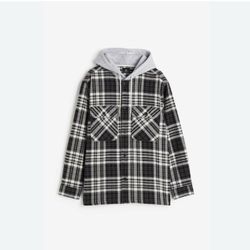 Plaid Flannel Hooded Shirt Jacket