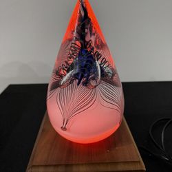Large Vintage Signed Adam Jablonski Lead Crystal Paperweight Poland lights up under the light sculpture  Approx 8” H x 5” W Over 5 pounds in weight   
