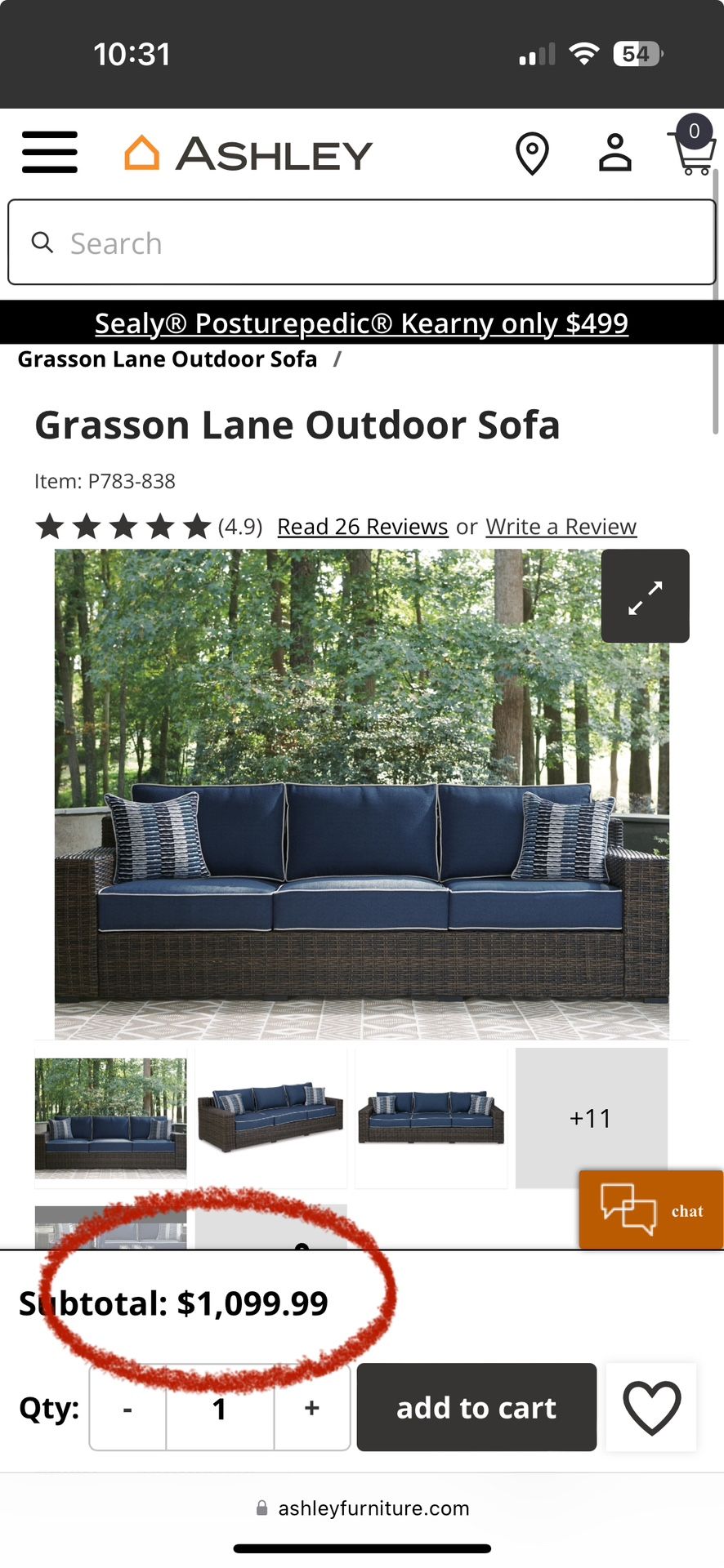 Ahsley Grasson Lane Outdoor Sofa
