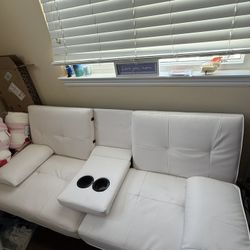 Faux Leather White Futon 