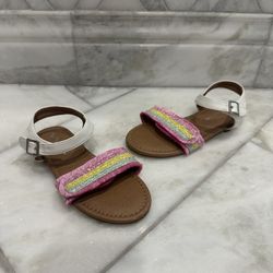 Size 11 Toddler Girl Nina Rainbow Sparkle Fringe Sandals
