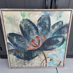 Large Wrapped Canvas Floral Print with Wood Frame