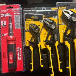 Dewalt plier set 8” 10” 12” and Milwaukee nut driver