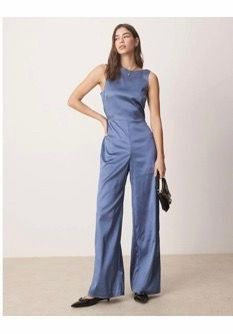Abercrombie & Fitch Women's Blue Sleeveless Sculpt High Neck Jumpsuit.