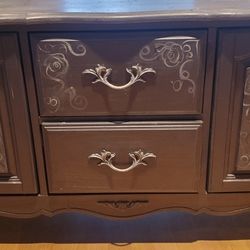 Small Antique Chest, Table And Mirror $40