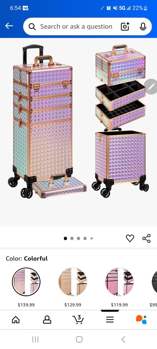 AROUS 5 In One Rolling Makeup Case