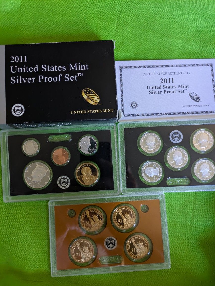 2011 US Silver Proof Coins 14 Coin Set.