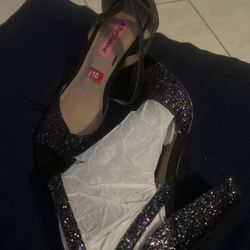 Black Glitter Pumps