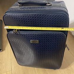 Shogor Leather Carry-on Luggage Navy Blue