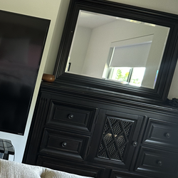 Drawer dresser dark walnut wood