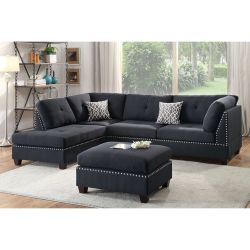 Black Sectional Sofa + Ottoman (F6974)
