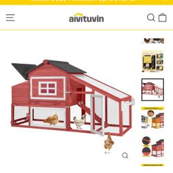 New in box Aivituvin-AIR23-A-R Wooden Chicken Coop on Wheels for 2-3 Hens - Red Chicken Coop
