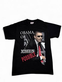 Y2K Vintage Barack Obama Mission Possible Presidential Nominee 2008 Promo Rare USA Presidents Election - Size Small #UnitedStates #meninblack    Measu