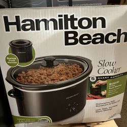 Hamilton Beach 5 Quart Slow Cooker With Bonus Dip Warmer 33258 New Never Used Still In Original Sealed Box  $44