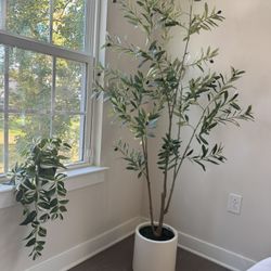 Beautiful Artificial Olive Tree + Bonus Plant - Perfect for Any Room!