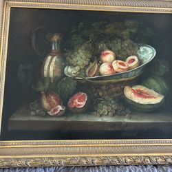 VERY LARGE ELEGANT OIL PAINTING OF FRUIT 