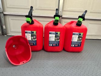 Red Gasoline Containers 3X + Funnel