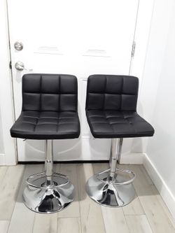 2 Black Swivel Stools 24 To 30 Inches Adjustable Height 