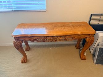Vintage Carved Oak Console / Entryway Sofa Table (Ball & Claw Feet)