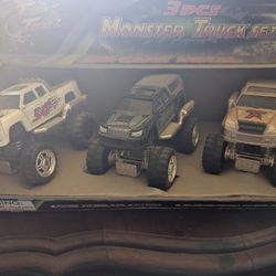 3 piece mini monster truck set