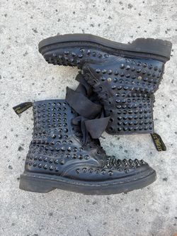 Used RARE Doc Martens Dr. Marten Docs Black SPIKE Boots 8 eye Goth Punk size UK 6 Euro 39 women 8