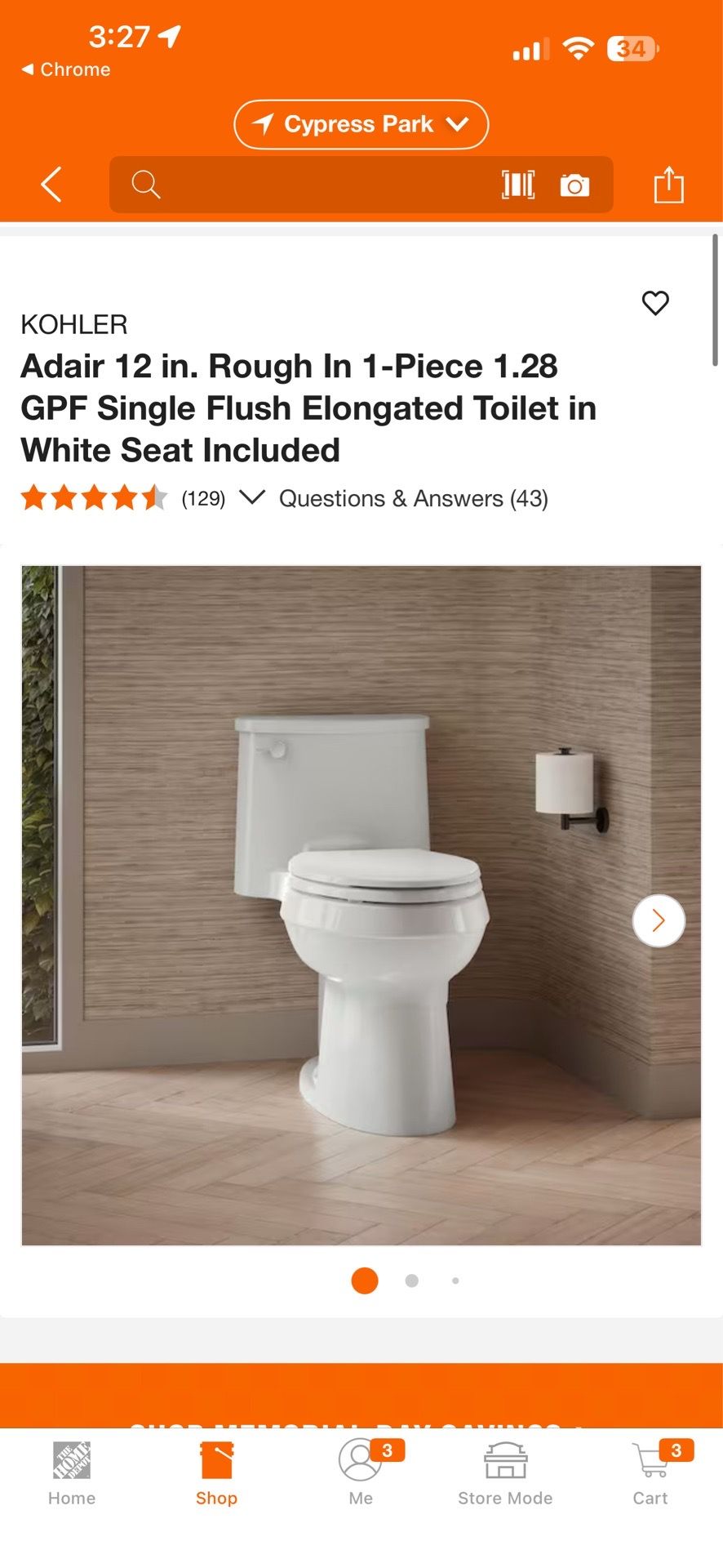 Adair 12 in. Rough In 1-Piece 1.28 GPF Single Flush Elongated Toilet