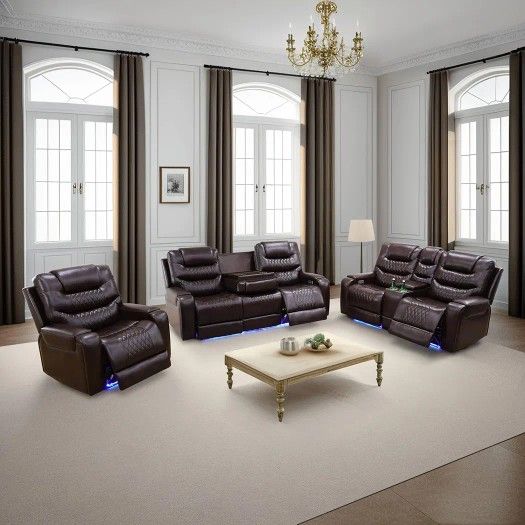 NEW LEATHER SOFA SET POWER RECLINER
