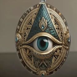 Elegant Silvery-Plated Eye Pattern Oval Glass Pendant Necklace 