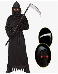 Grim Reaper Halloween Costume with Glowing Eyes