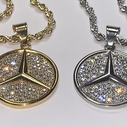 Gold Plated Mercedes Chain And Charm 