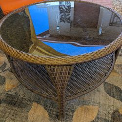 Wicker glass top table
