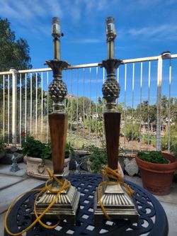 Pair Of Table Lamps (Wood)
