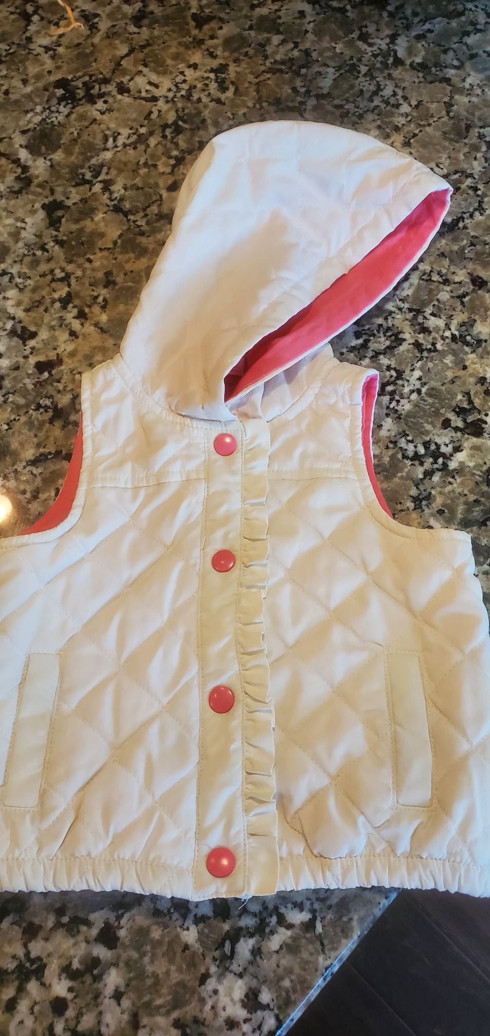 Oshkosh Pink/Cream Vest - 12 Months Baby
