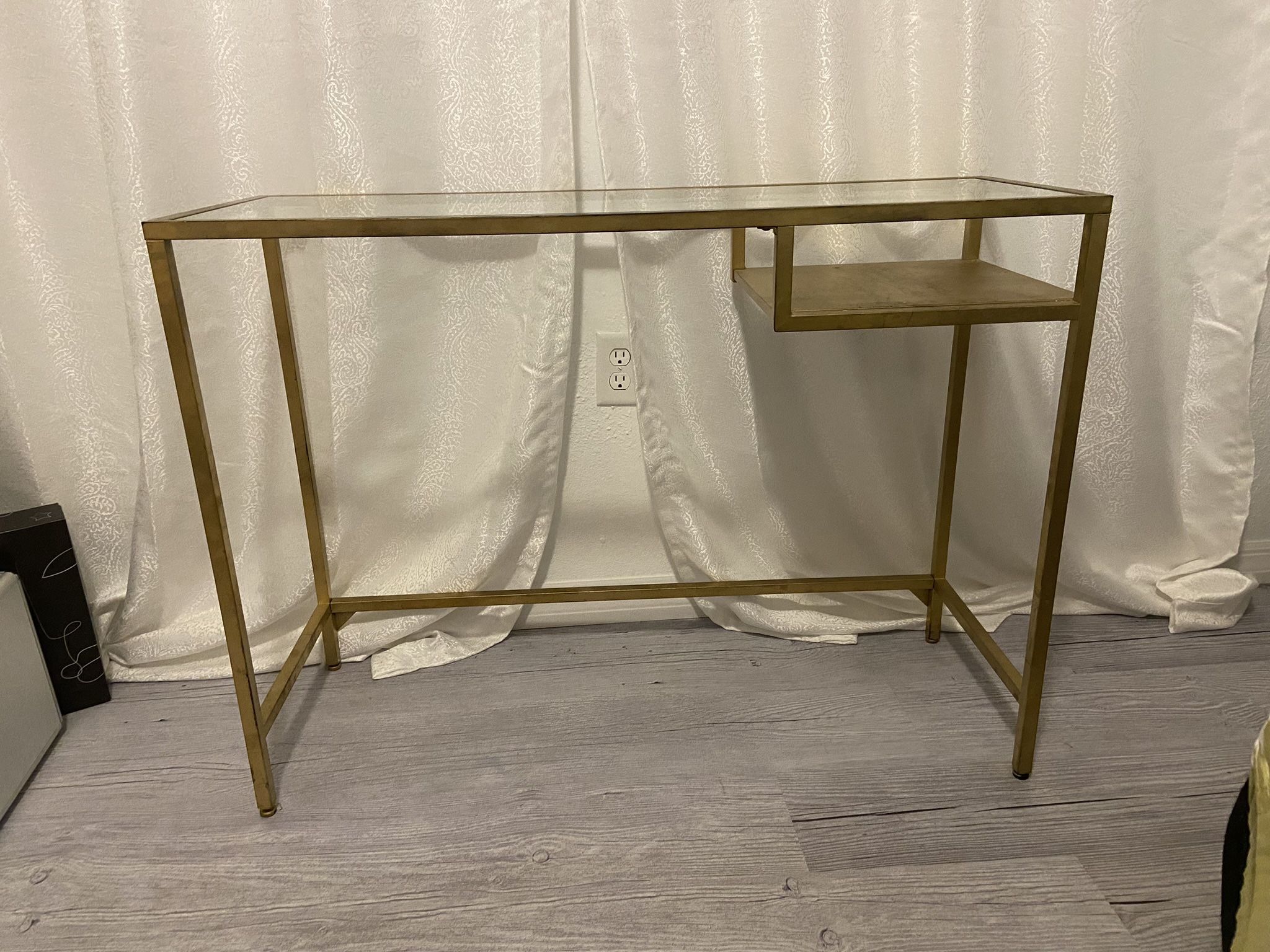 Metal Small Desk Glass Top